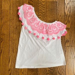 Lily Pulitzer one shoulder white & pink top